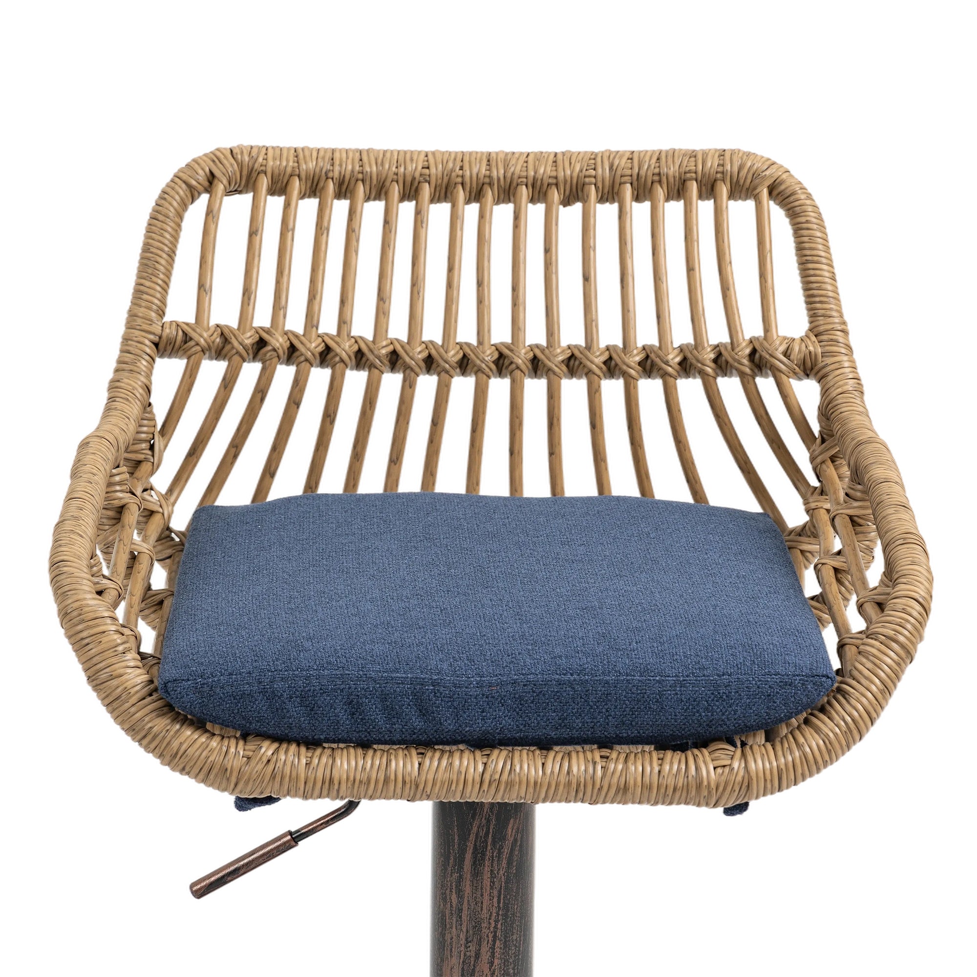 COOLMORE Modern Swivel Bar Stools Set of 2 Adjustable Counter Height Chairs with Footrest Blue Linen - Grand Goldman Shop