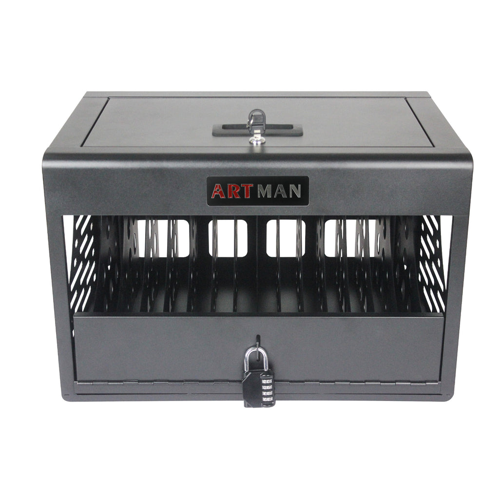 Stylish 16 Bay Charging Cabinet for Laptop, Chromebook, Locking Charging Station-Black - Available at Grand Goldman