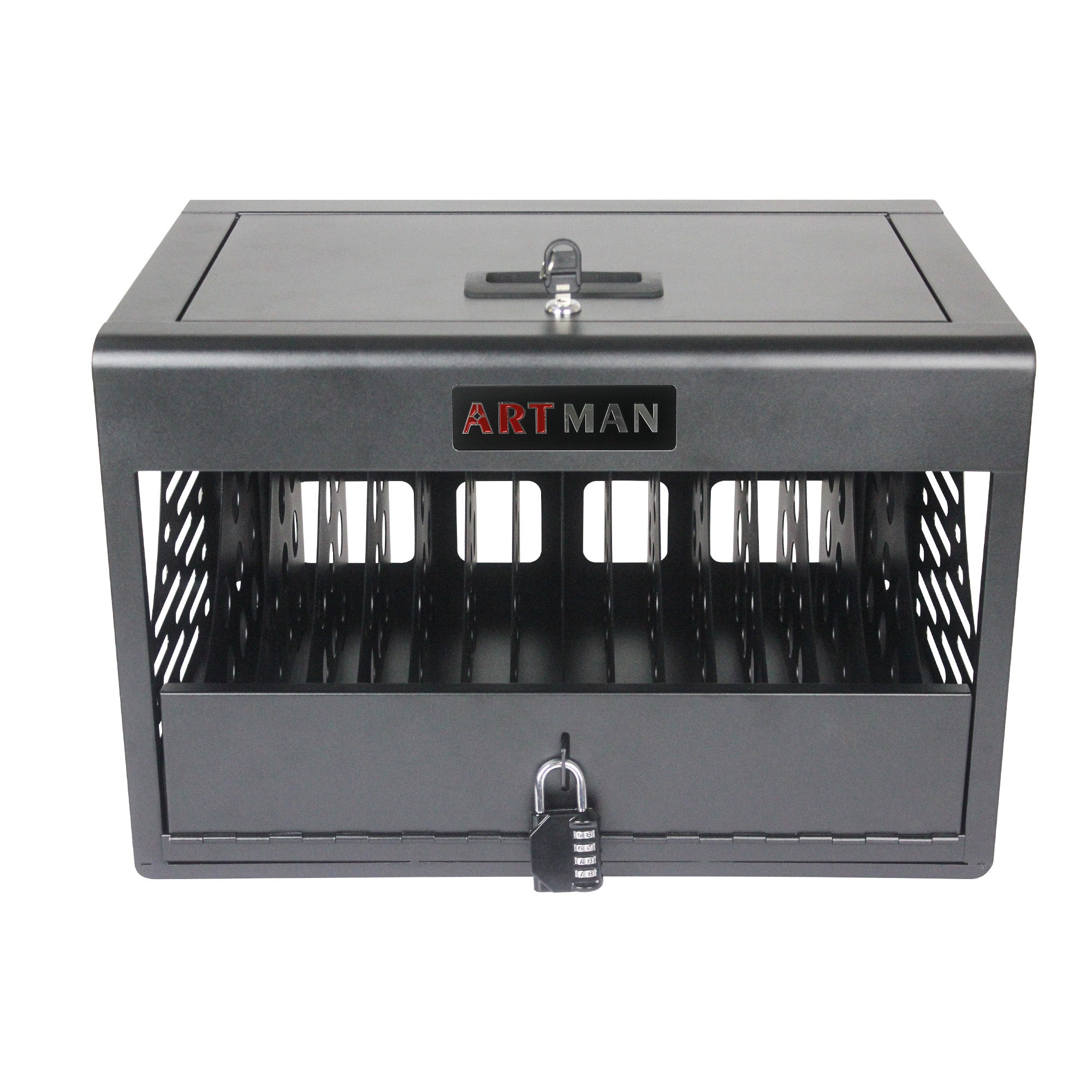 Stylish 16 Bay Charging Cabinet for Laptop, Chromebook, Locking Charging Station-Black - Available at Grand Goldman