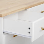 K&K 59.3' Kitchen Island with Storage 2 Pull Out Cabinet Organizers & Rubber Wood Drop Leaf, Rolling Kitchen Island with Trash Can Storage, Power Outlet, Spice & Towel Rack for Kitchen, Dining, White - Grand Goldman Shop