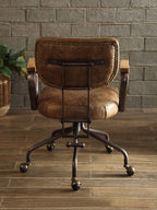 Hallie Vintage Whiskey Top Grain Leather Office Chair | Premium Home Decor - Grand Goldman