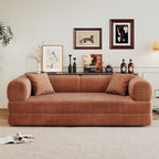 78.8' Compression Sofa,Convertible Floor Sofa Bed-with Pillow Back Support Armrest,Comfy Futon Couch Sleeper Bed,Loveseats Boneless Modular Sectional Sofa,Corduroy fabric,for Living Room,Bedroom,Brown - Grand Goldman Shop