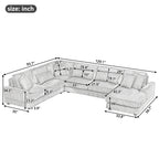 Modern Oversized U-shaped Sectional Sofa with Chaise Lounge in Beige Corduroy, 129' - Grand Goldman Shop