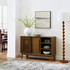 47.3' Sideboard Buffet Cabinet with Storage, Farmhouse Fluted Sideboard with 2 Doors & Solid Wood Feet, TV Media Console, Storage Cabinet for Kitchen Dining Living Room Entryway Hallway, Walnut - Grand Goldman Shop