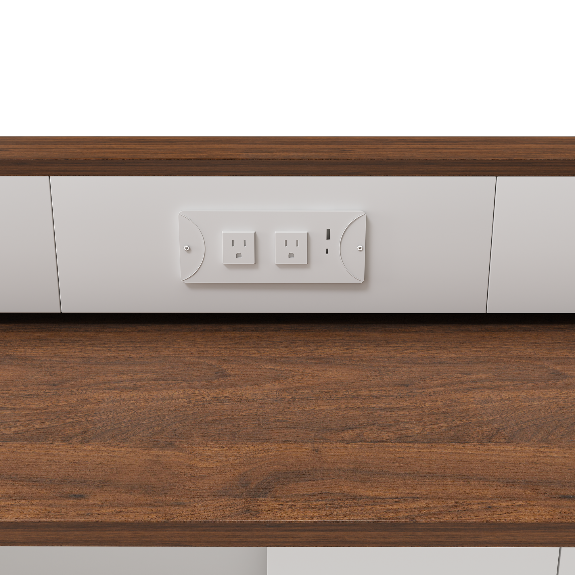 Kitchen Island with Extendable & Rotating Table, MDF with Walnut Veneer Retro Design, 4 Drawers & Glass Door Cabinets with Built-in Socket, Expandable Dining Station for 2-4 Person - Grand Goldman Shop