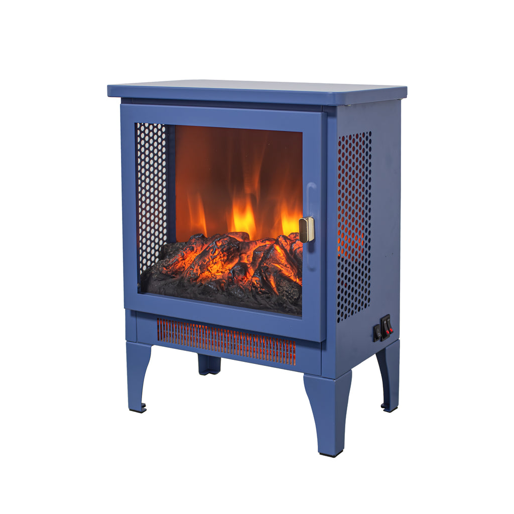 18 inch Freestanding Electric Fireplace Stove heater with 3D Flame effect,Classic Blue - Grand Goldman Shop