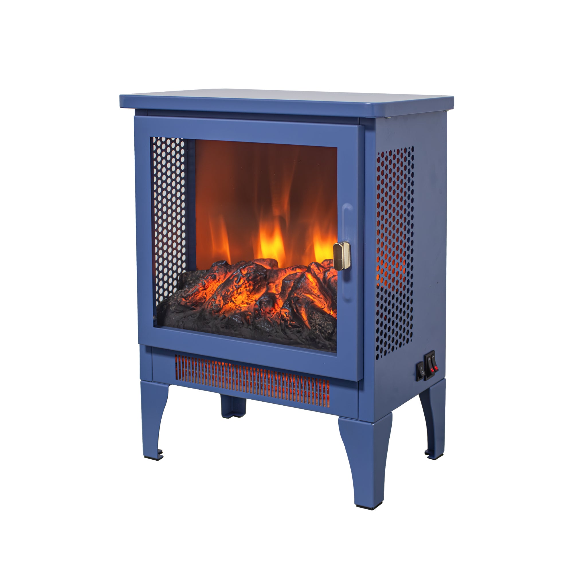 18 inch Freestanding Electric Fireplace Stove heater with 3D Flame effect,Classic Blue - Grand Goldman Shop