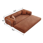 78.8' Compression Sofa,Convertible Floor Sofa Bed-with Pillow Back Support Armrest,Comfy Futon Couch Sleeper Bed,Loveseats Boneless Modular Sectional Sofa,Corduroy fabric,for Living Room,Bedroom,Brown - Grand Goldman Shop