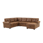 Faux Leather Fabric U-Shape Sectional Sleeper Sofa (Pull-Out Bed) With Storage Chaise - Grand Goldman Shop