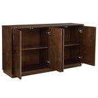 4 Door Accent Cabinet with Solid Wood Carved Doors, Adjustable Shelves, Push to Open Storage Cabinet with Cable Management, Ash Veneer Sideboard for Living Room, - Grand Goldman Shop