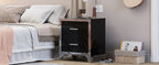 High Gloss Mirrored Nightstand with 2 Drawers,Modern End Table with Drawers,Mirrored High Gloss Wood Nightstand Metal Handle Bedside End Table for Bedroom, Dorm,Living Room,Black - Grand Goldman Shop