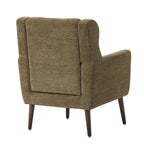 Modern Accent Chair, Chenille Arm Chairs for Living Room, Upholstered Modern Armchair, Comfy Soft Padded Lounge Chair in Small Space, Bedroom, w/Pillow, Solid Wood Leg, Olive Green - Grand Goldman Shop