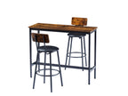 Bar Table Set with 2 Bar stools PU Soft seat with backrest, Rustic Brown, 43.31'' L x 15.75'' W x 35.43'' H. - Grand Goldman Shop