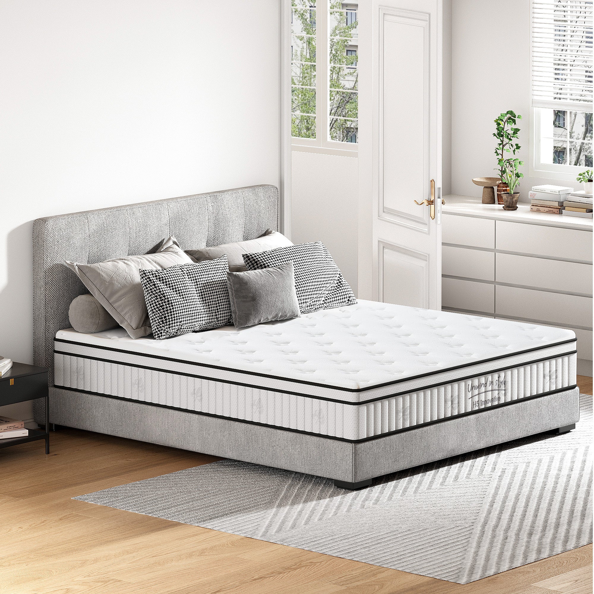 Queen Size Mattress,12 Inch Hybrid Mattress, Individually Pocketed Innerspring, Medium Firm - Grand Goldman Shop
