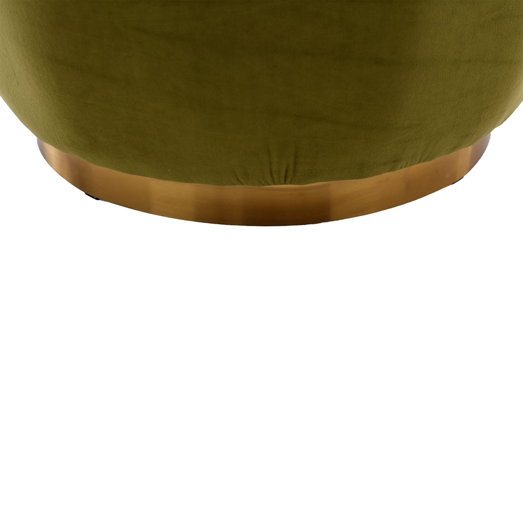 Swivel Barrel Chair, Round Armchairs with Wide Upholstered, Fluffy Velvet Fabric, Olive, 25.20'' x 25.59'' x 26.38'' - Grand Goldman Shop