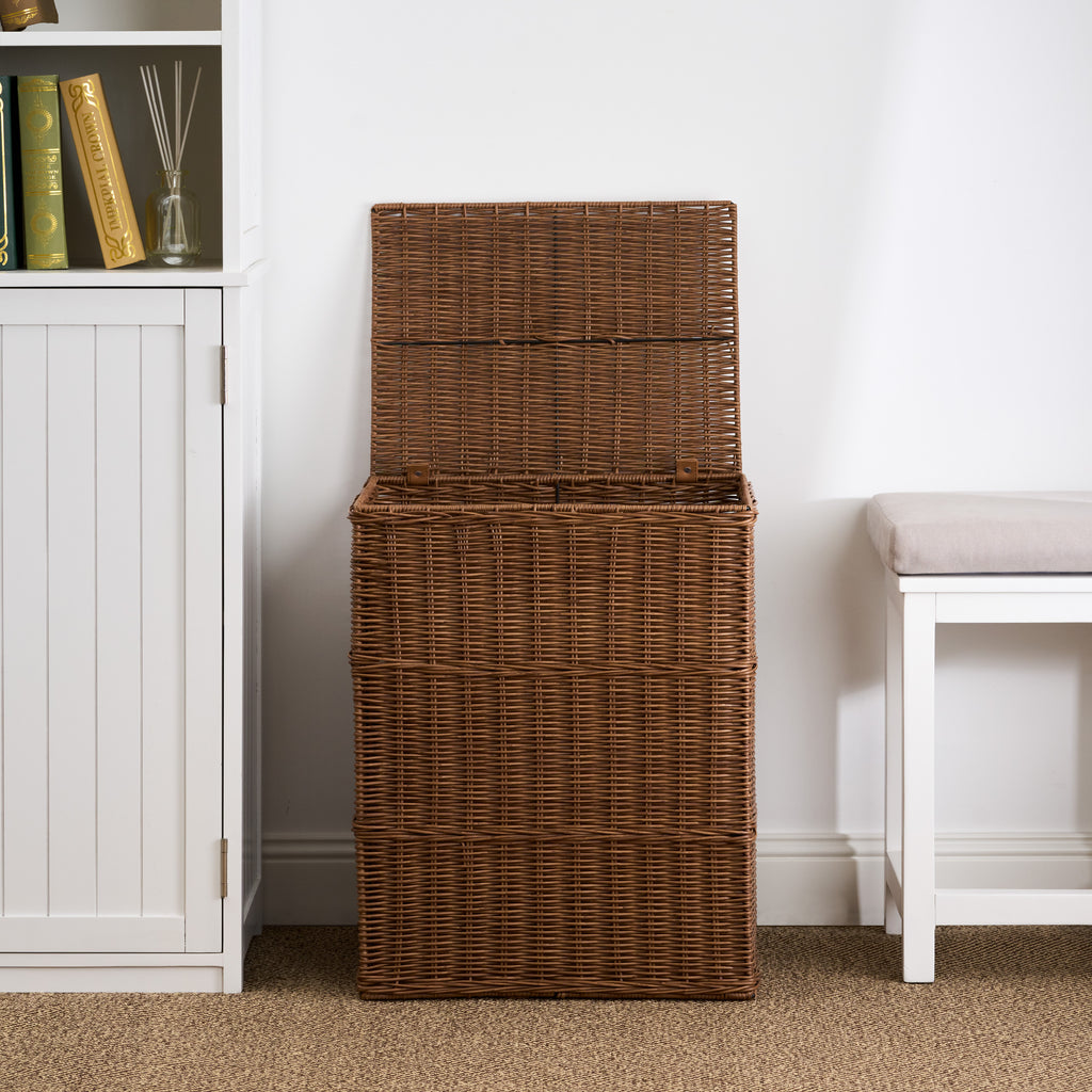 Joseph Rectangular Woven Resin Wicker Laundry Hamper - 17.3' x 13.8' x 23.6' - Espresso Brown - Grand Goldman Shop