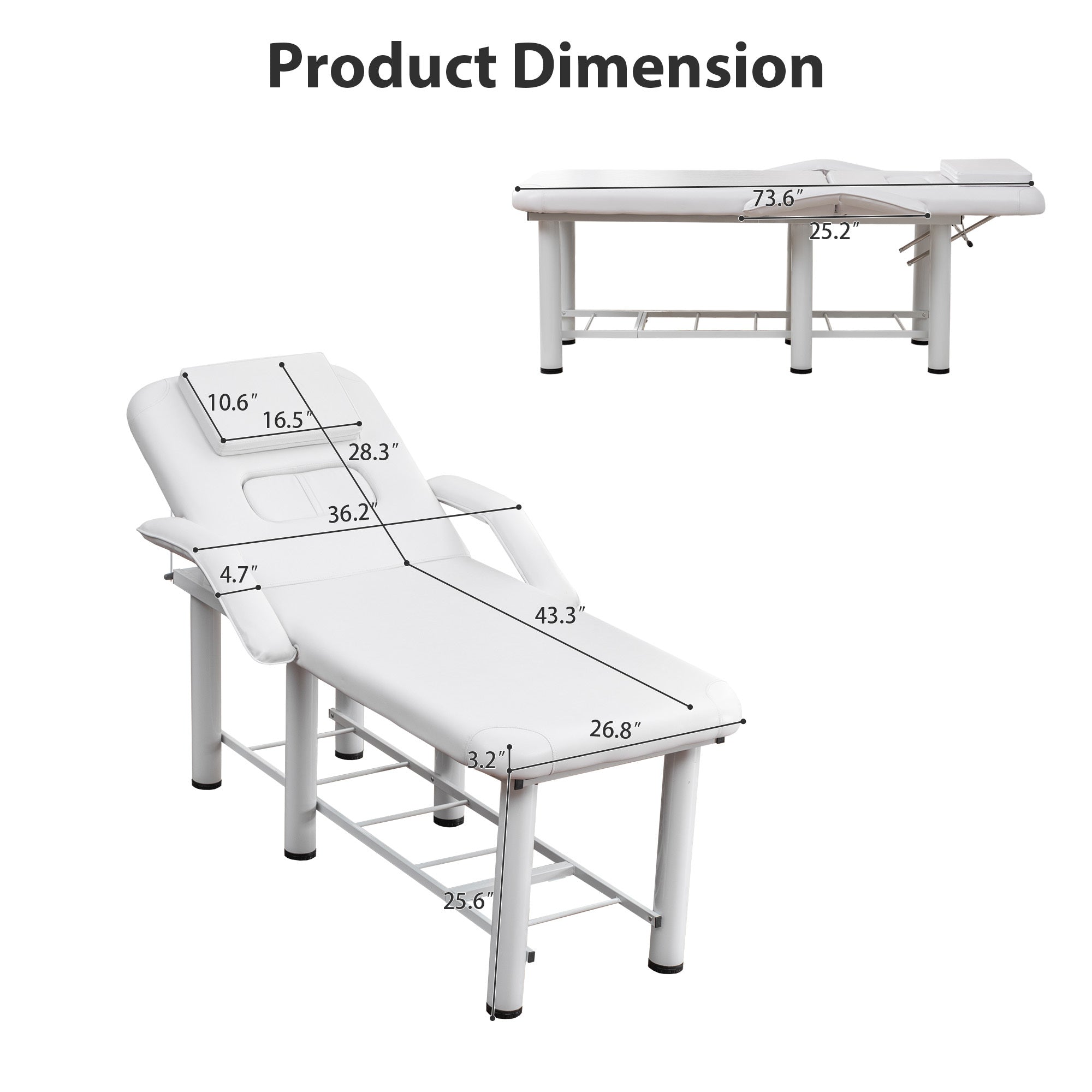Professional Beauty Bed with Removable Headrest & Breast Cushions, Armrests and Storage Shelf for Full Body Massage, Facial, 