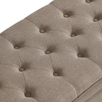 Upholstered tufted button storage bench ,Linen fabric entry bench with spindle wooden legs, Bed bench- Linen - Grand Goldman Shop