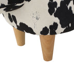 Cow-Shaped Ottoman Footstool, Black and White Modern Accent Stool with Velvet Horns, Fabric Body, Birch Legs - Grand Goldman Shop