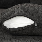 U-shaped Sectional Sofa Pull Out Bed with USB Ports, Power Sockets, Back Pillows & Storage Chaise, Black Chenille, 108.6' - Grand Goldman Shop