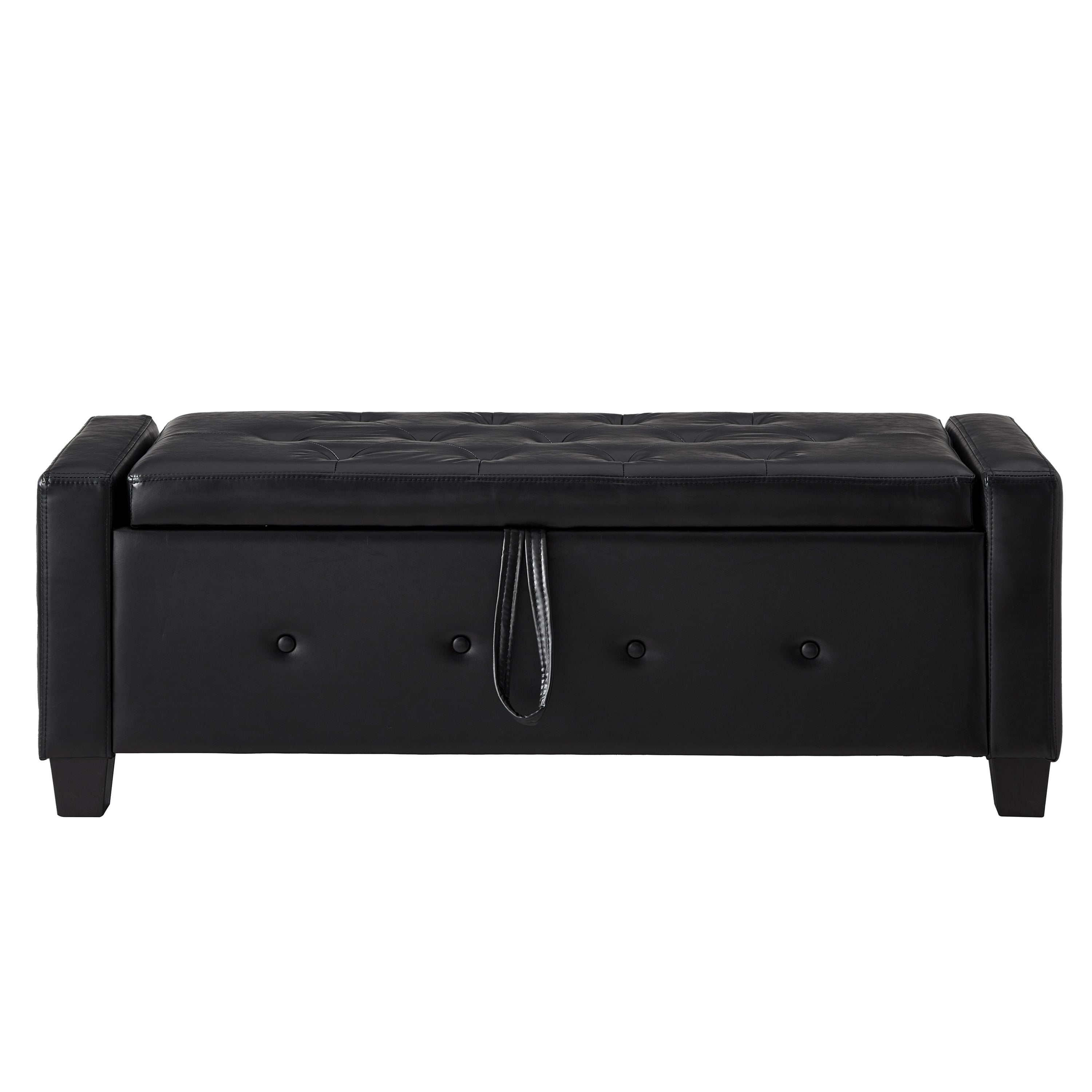 48' Ottoman Bench with Storage, Bench for Bedroom,Living Room,Hallway, Upholstered Tufted Faux Leather PU Ottoman Black - Grand Goldman Shop