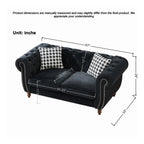 Mid Century Modern Chesterfield Velvet Sofa with Roll Armrest & Nailhead, Black, 67-Inch - Grand Goldman Shop