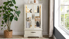 Glass Cabinet Lighted Glass Cabinet Curio Display Cabinet with Adjustable Glass Shelves 2 Doors and 1 drawer Cabinet Bulb Included White - Grand Goldman Shop