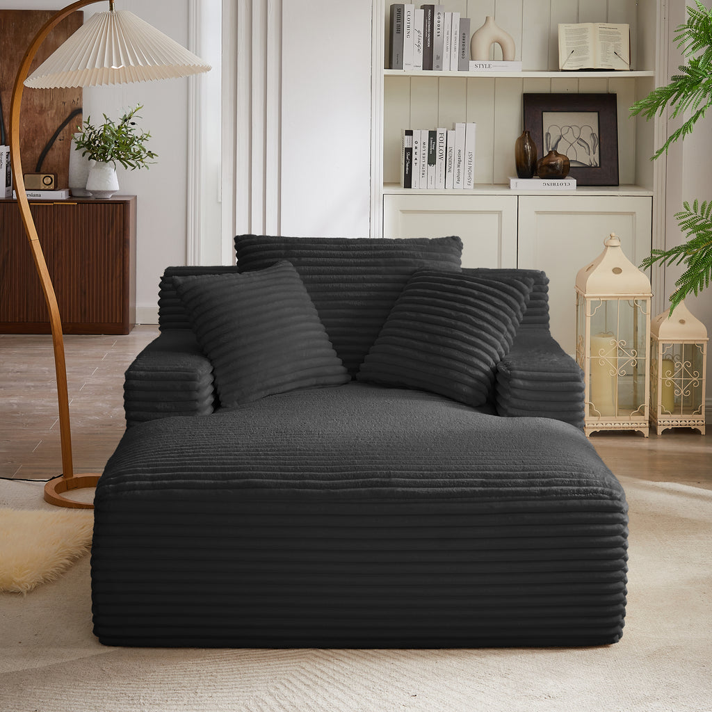 Oversized Chaise Lounge Chair Indoor, Corduroy Upholstered Modern Sofa Couch,No Assembly Required,Comfy Sleeper Sofa for Living Room,Office - Grand Goldman Shop