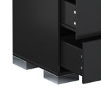 Elegant Nightstand with Metal Foot, Mirrored Bedside Table with 2 Drawers for Bedroom, Living Room, Black - Grand Goldman Shop
