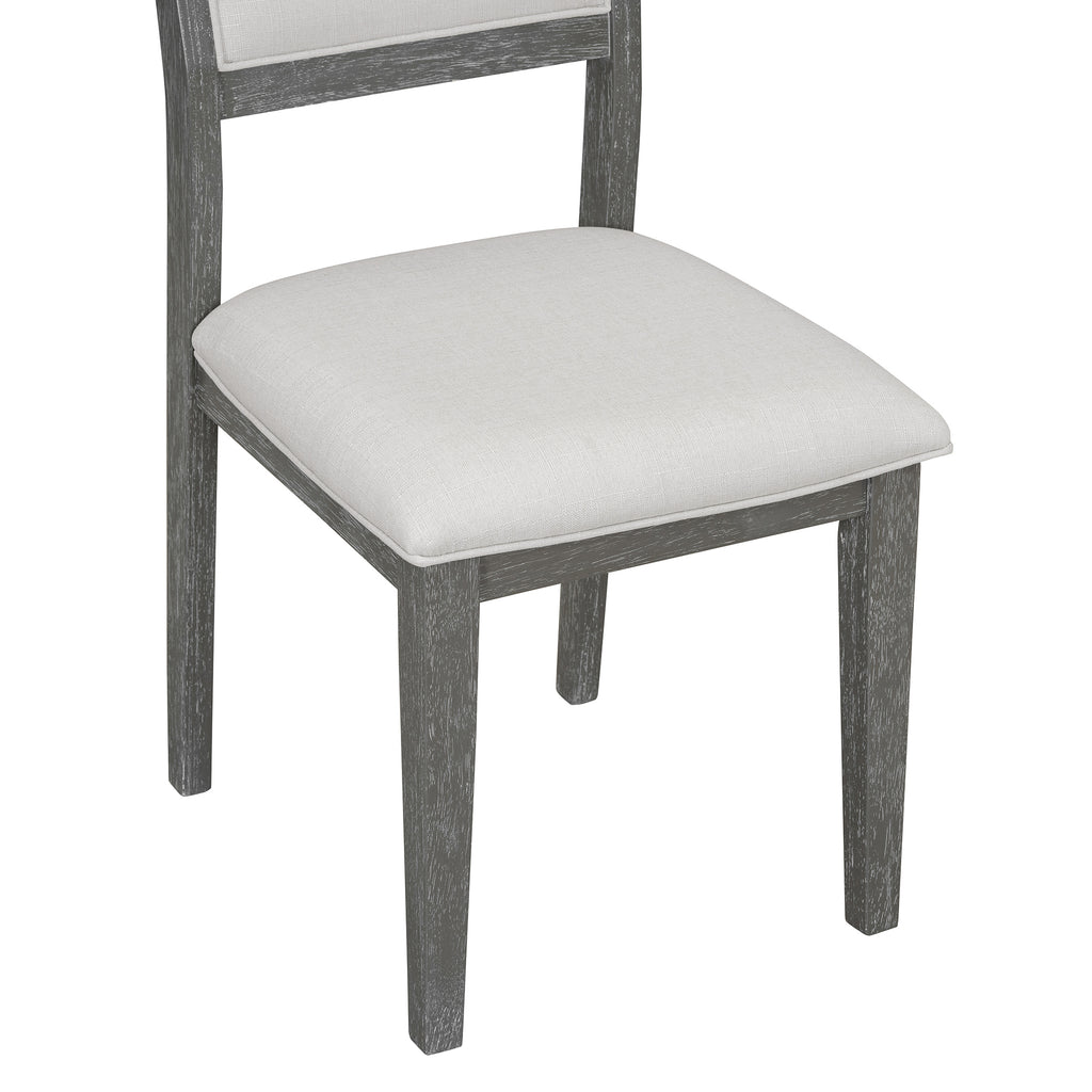 TREXM 6-Piece Retro Dining Table Set for 6, 60' Wood Kitchen Table and Chairs Set of 4 with Bench Designed Trestle Base for kitchen & Dining Room (Gray) - Grand Goldman Shop