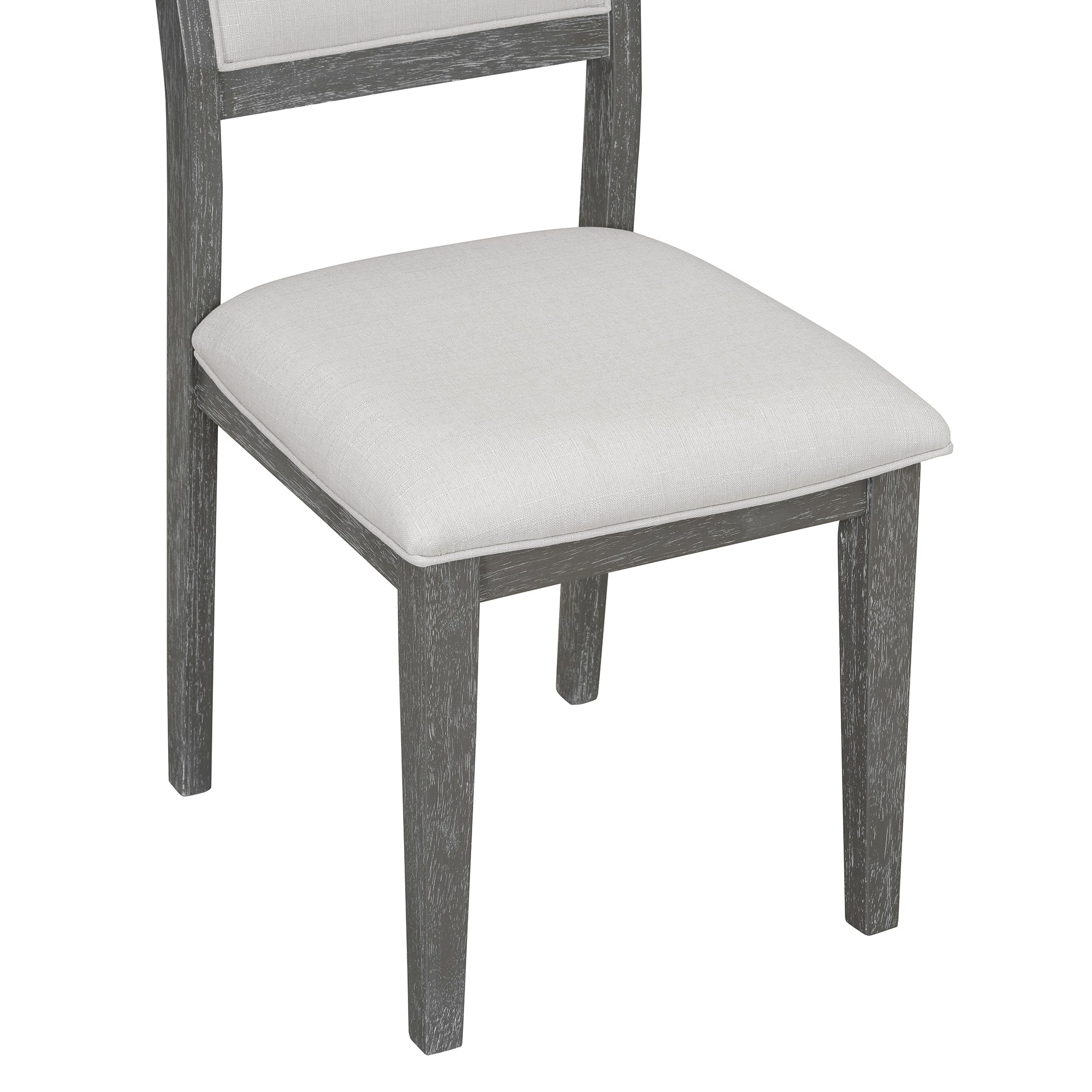 TREXM 6-Piece Retro Dining Table Set for 6, 60' Wood Kitchen Table and Chairs Set of 4 with Bench Designed Trestle Base for kitchen & Dining Room (Gray) - Grand Goldman Shop