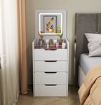 ( 48CM ) 3 in 1 Vanity Desk with Plip Top Mirror, Small Make Up Vanity Set with Visible Glass Desktop, Compact Makeup Vanity with 3 Drawers, Dressing Table for Bedroom ( WHITE COLOR ) - Grand Goldman Shop