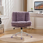 W26.4 inch Wider seat Office Chair,Artificial rabbit hair Home Office Chair with Metal Base,Adjustable Desk Chair Swivel Offi