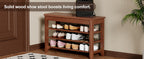 Adjustable shoe-changing bench, storage bench, hidden storage. With a load-bearing capacity of up to 550 pounds, suitable for bedrooms and corridors. 100% solid wood. - Grand Goldman Shop