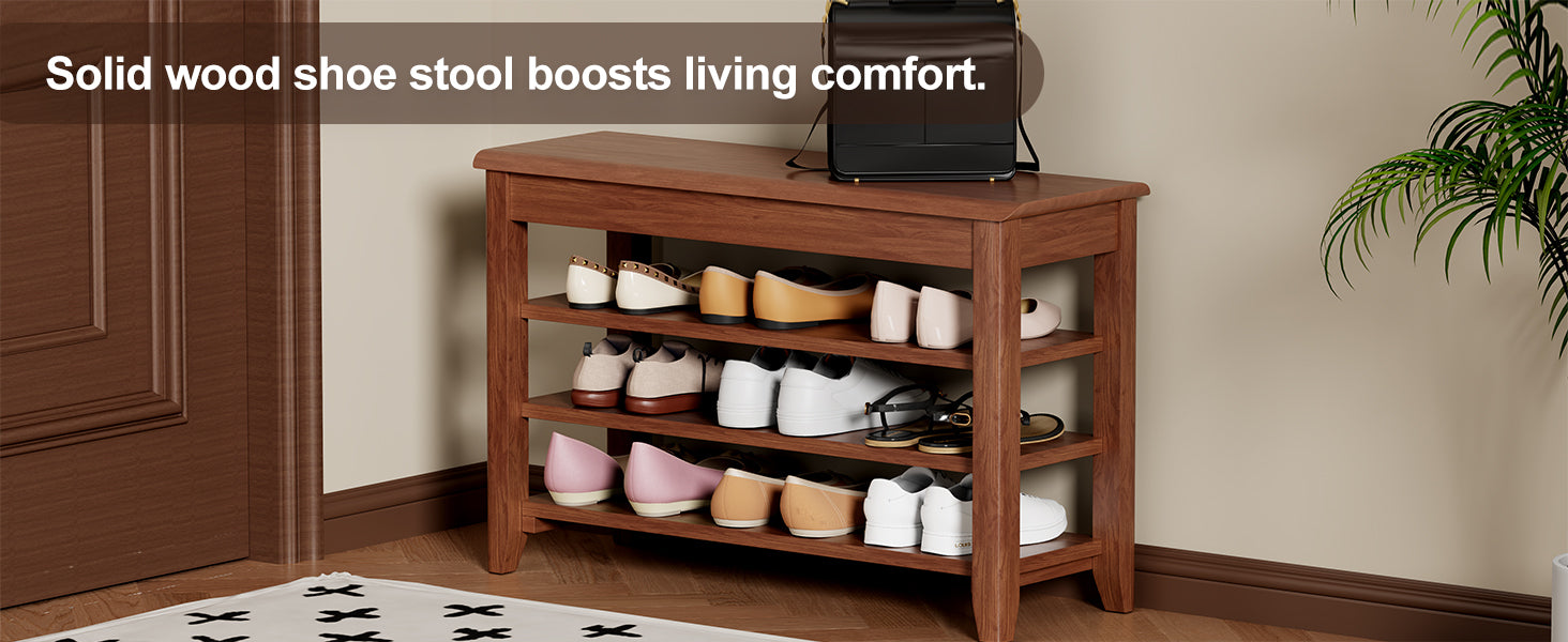 Adjustable shoe-changing bench, storage bench, hidden storage. With a load-bearing capacity of up to 550 pounds, suitable for bedrooms and corridors. 100% solid wood. - Grand Goldman Shop
