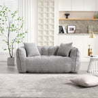 Cozy Beanbag Chair with High Resilience Foam Core for Two - Grey Chenille, 66x35x25 inches - Grand Goldman Shop