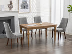 Rayon Cloth Flocking Linen Dining Chairs Channel Kitchen Dinner Chair Comfy Fabric Upholstered Accent Chair for Dining Room with Curved Solid Wood Legs,Set of 2 (Gray), SW1847GY - Grand Goldman Shop