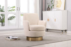 Velvet Swivel Barrel Chair, Swivel Accent Chairs Armchair for Living Room, Reading Chairs for Bedroom Comfy, Round Barrel Chairs with Gold Stainless Steel Base (Beige) - Grand Goldman Shop