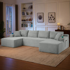 Compressible U-Shaped Sectional Sofa Set,Minimalist Style Modular Sectional Sofa, Corduroy Fabric Cloud Couch for Living Room - Grand Goldman Shop