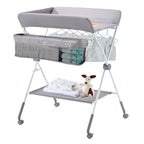 Foldable Baby Changing Diaper Station with Side Basket & Wheels Light Gray | Premium Home Decor - Grand Goldman