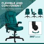 HOMCOM 6 Point Vibrating Massage Office Chair with Heat, Velvet High Back Executive Office Chair with Reclining Backrest, Pad