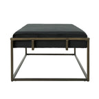 Upholstered Velvet Ottoman Bench with Brass Finish, Black - Grand Goldman Shop