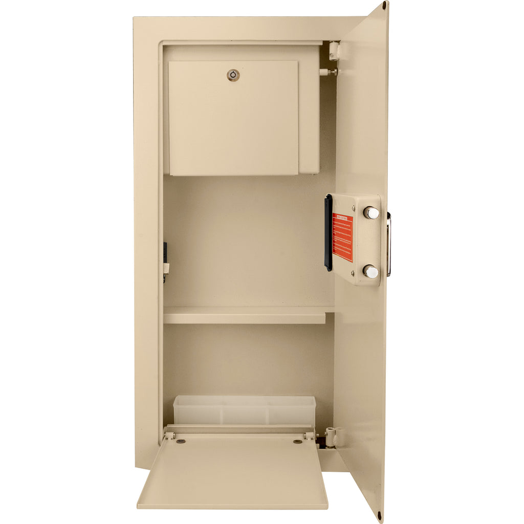 Biometric Wall Safe with 120-Fingerprint Module, Beige Steel, 0.82 Cubic Ft - Grand Goldman
