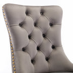 Nikki Collection Modern, High-end Tufted Solid Wood Contemporary Velvet Upholstered Dining Chair with Golden Stainless Steel Plating Legs,Nailhead Trim,Set of 2,Gray and Gold, SW1601GY - Grand Goldman Shop