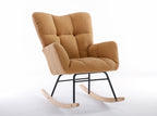 050-Teddy Fabric Rocking Gilder Nursery Chair For Living Room Indoor,Khaki - Grand Goldman Shop
