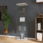 4 Shelves Glass Cabinet Glass Display Cabinet with One Door, White - Grand Goldman Shop