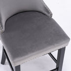 A&A Furniture,Contemporary Velvet Upholstered Wing-Back Barstools with Button Tufted Decoration and Wooden Legs, and Chrome Nailhead Trim, Leisure Style Bar Chairs,Bar stools, Set of 2 (Gray),SW1824GY - Grand Goldman Shop
