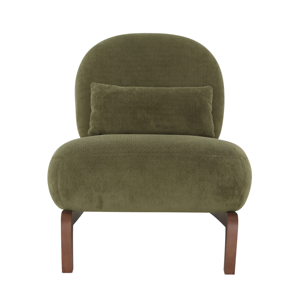 Cute Accent Chair with Solid Wood Legs, Velvet Living Room Chair with Soft Cushion, Cozy Bedroom Chair, Comfy Armless Reading Chair for Apartment, Waiting Room, Balcony (Green) - Grand Goldman Shop