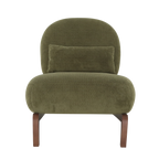 Cute Accent Chair with Solid Wood Legs, Velvet Living Room Chair with Soft Cushion, Cozy Bedroom Chair, Comfy Armless Reading Chair for Apartment, Waiting Room, Balcony (Green) - Grand Goldman Shop
