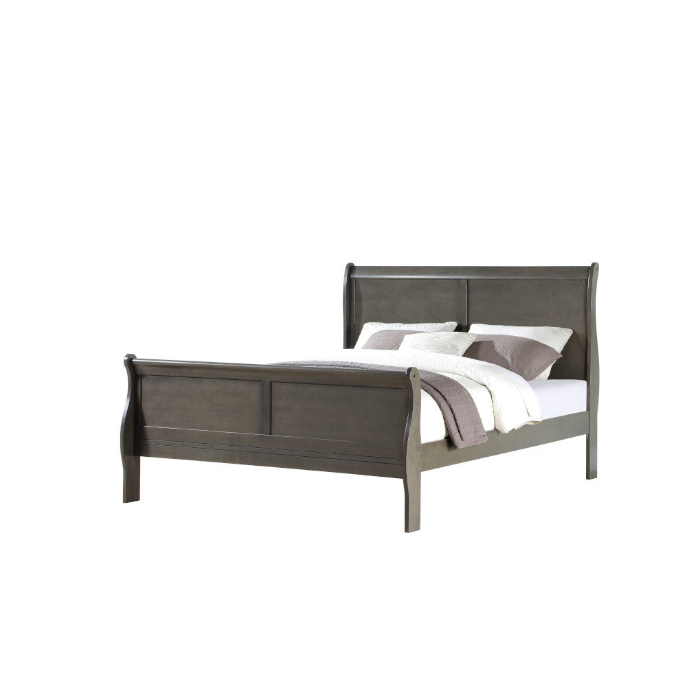 Louis Philippe Dark Gray Finish 4 PCS Bedroom Set (E. King) - Grand Goldman Shop